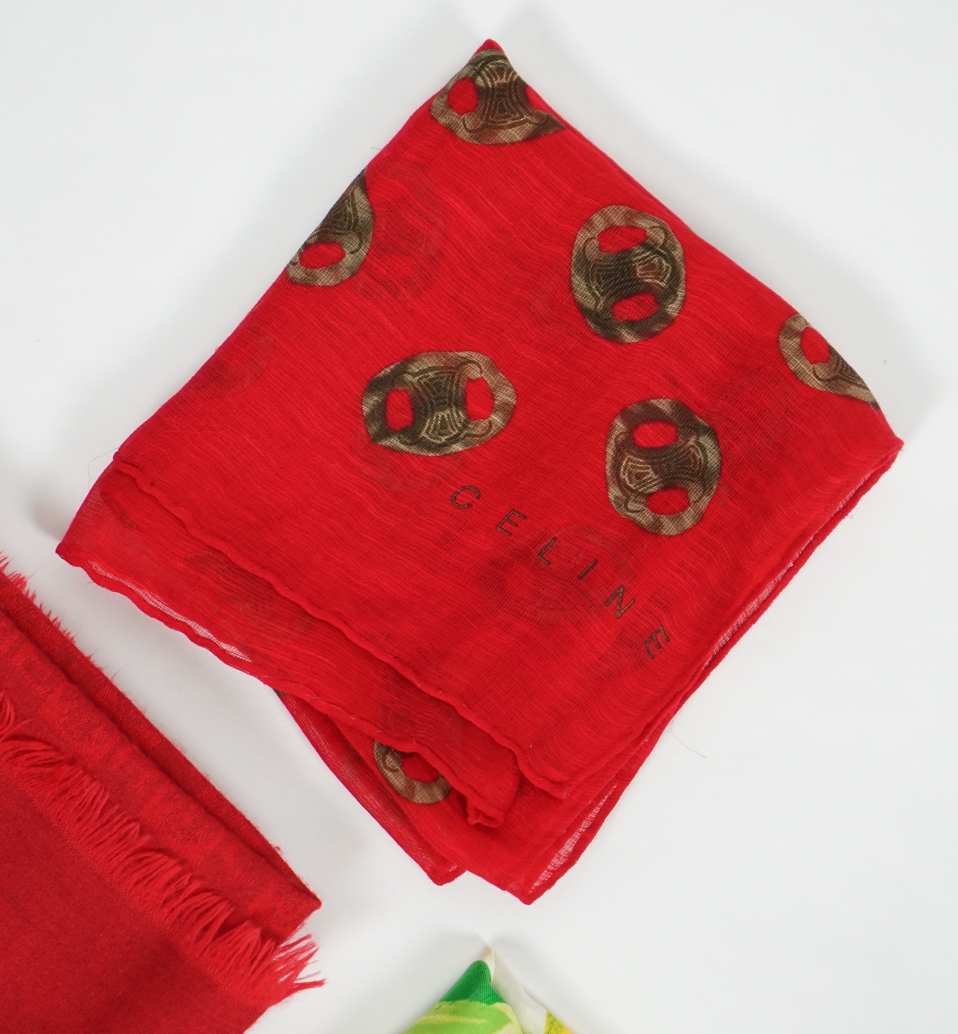 A Guerlain, Longchamp, Ungaro, Cartier style and two Celine style scarves (6)